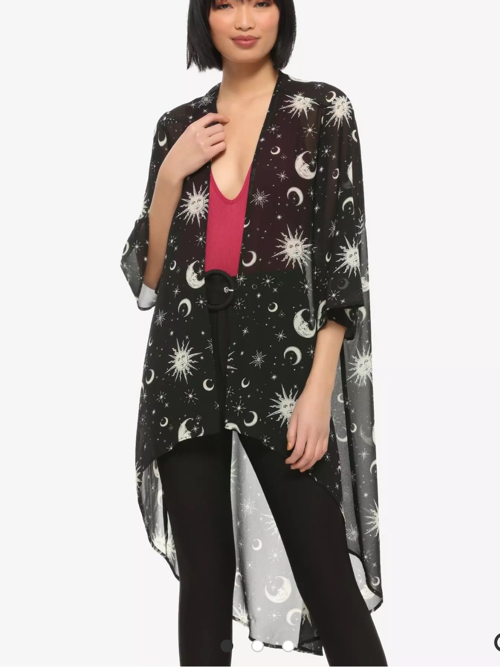 Hot Topic Celestial Hi-Lo Kimono Robe duster  Cardigan moon stars xl
